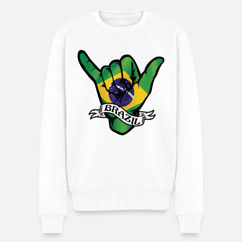 Brazil Shaka - Männer Premium Bio Pullover - Weiß