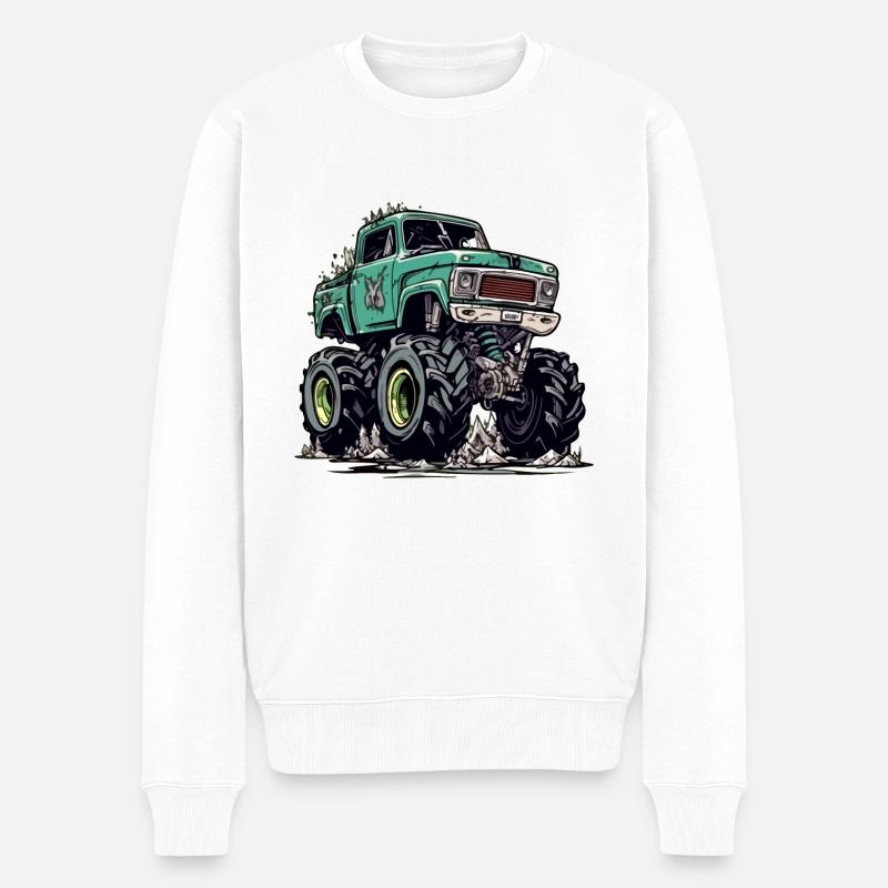 Monstertruck RoadWarrior - Männer Premium Bio Pullover - Weiß