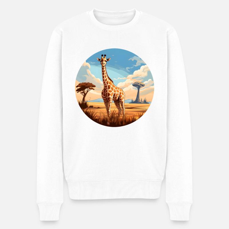 Giraffe - Männer Premium Bio Pullover - Weiß
