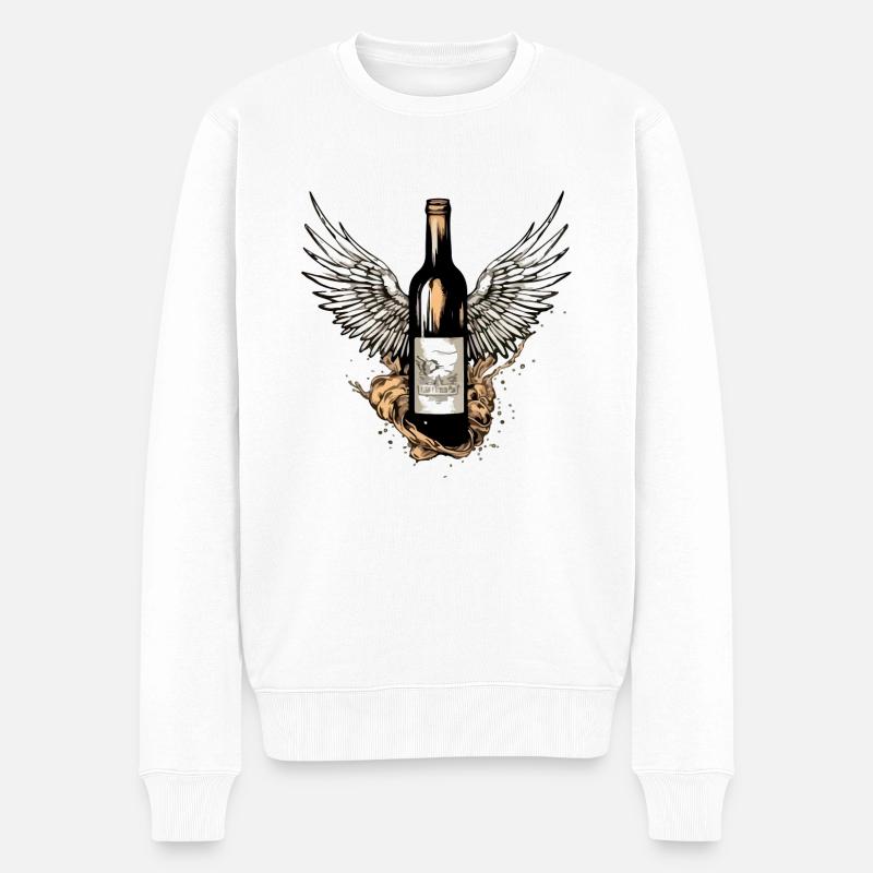 Bouteille de vin ailée n°4 - Pull Premium bio Homme - blanc