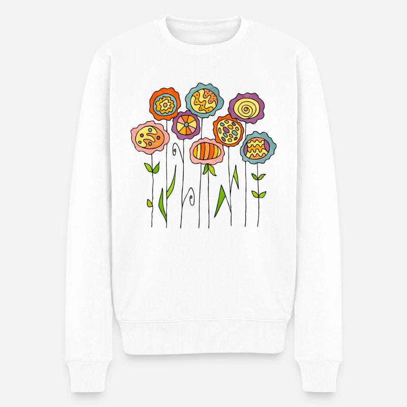 Blumen - Männer Premium Bio Pullover - Weiß