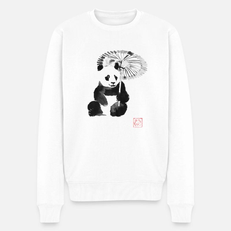 panda in the rain - Pull Premium bio Homme - blanc