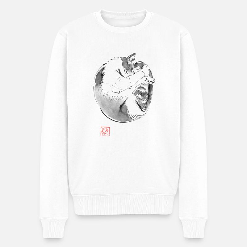 round cat - Pull Premium bio Homme - blanc