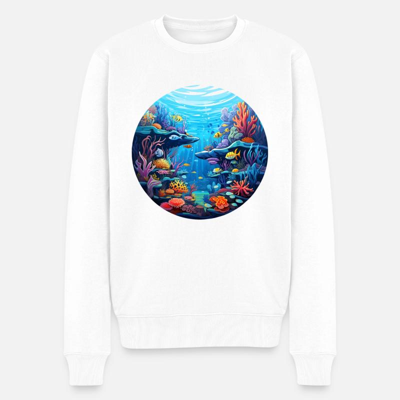Korallenriff - Männer Premium Bio Pullover - Weiß