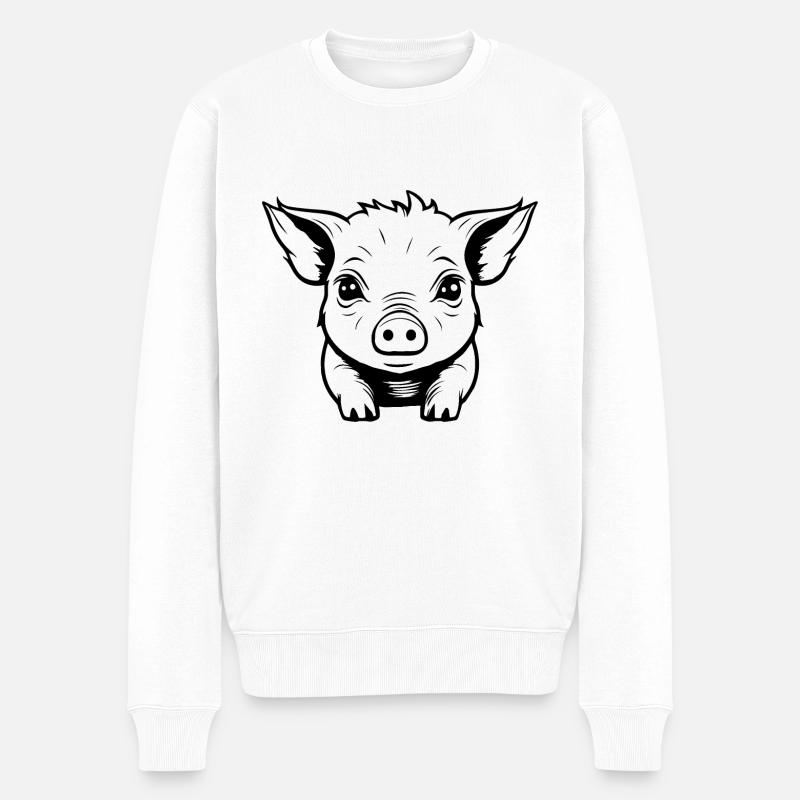 Schwein Schweinchen Sau - Männer Premium Bio Pullover - Weiß