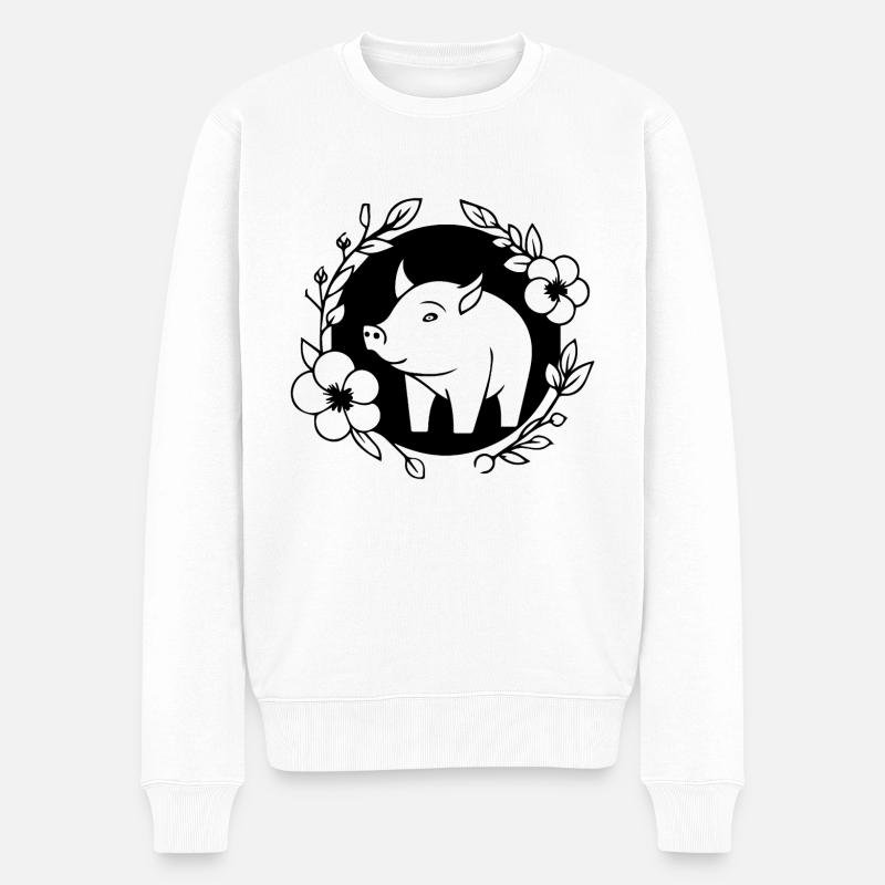 Schwein Schweinchen Sau - Männer Premium Bio Pullover - Weiß