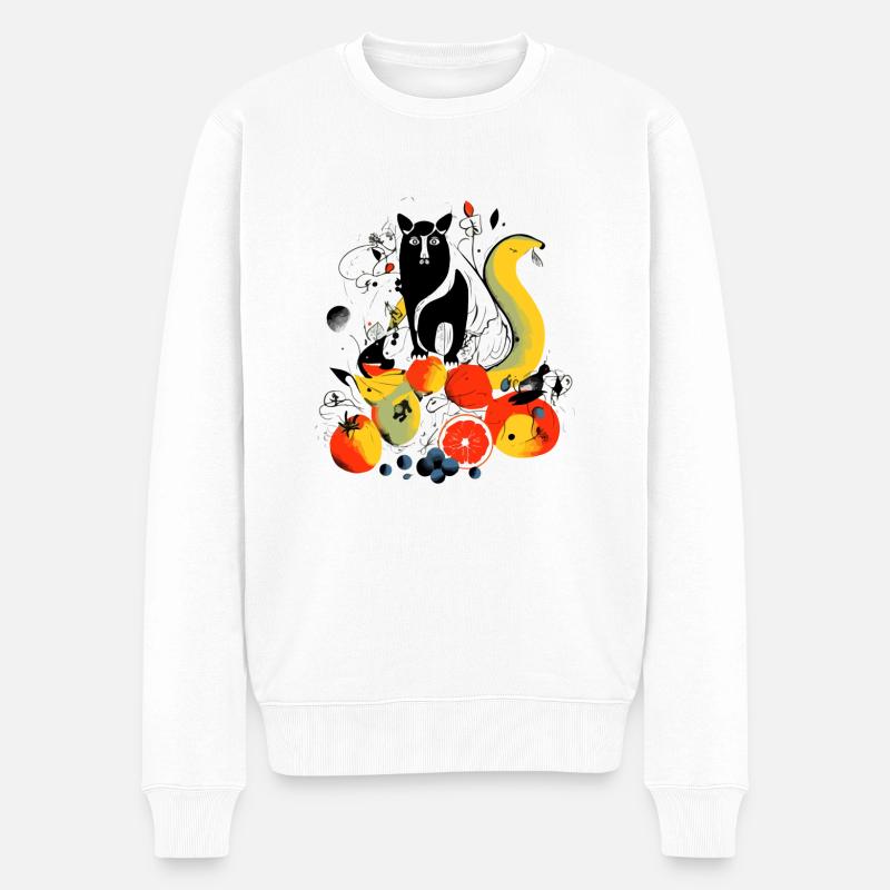 Eddy le chat aux fruits - Pull Premium bio Homme - blanc