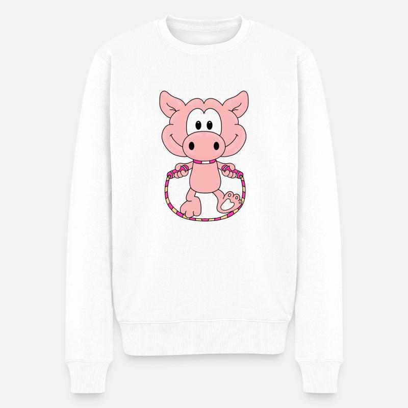 SCHWEIN - SPRINGSEIL - Männer Premium Bio Pullover - Weiß