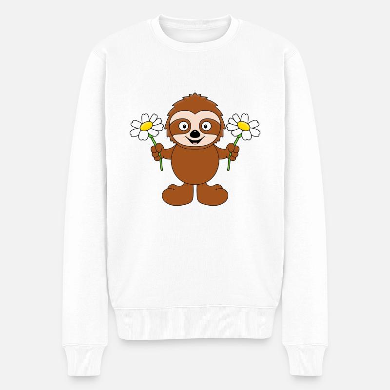 FAULTIER - BLUMEN - Männer Premium Bio Pullover - Weiß