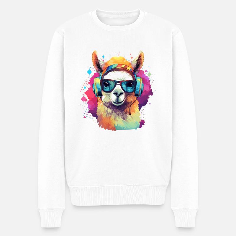 Happy Alpaga Rainbow Art - Pull Premium bio Homme - blanc