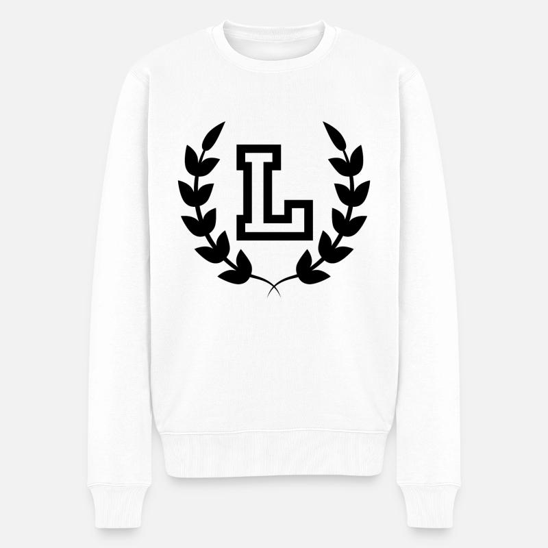 Buchstabe l sport - Männer Premium Bio Pullover - Weiß