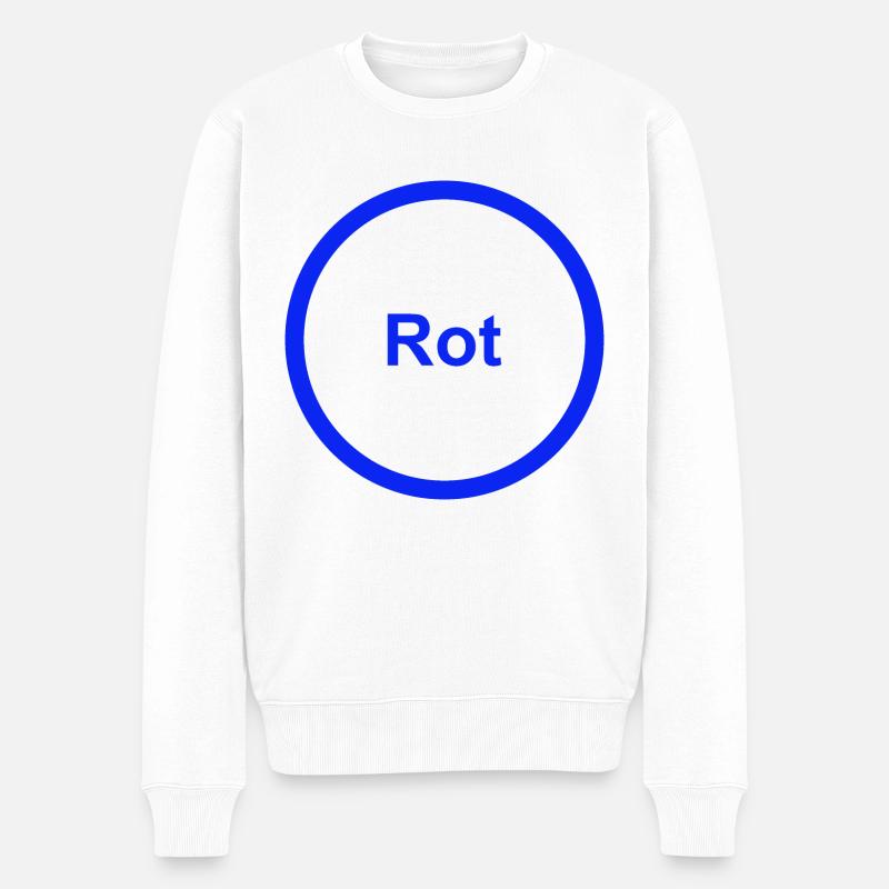 Rot - Männer Premium Bio Pullover - Weiß