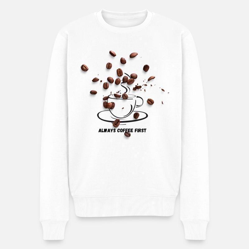 But first coffee - Männer Premium Bio Pullover - Weiß