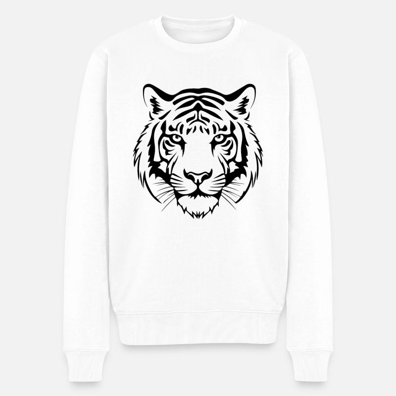 Tiger Raubkatze - Männer Premium Bio Pullover - Weiß