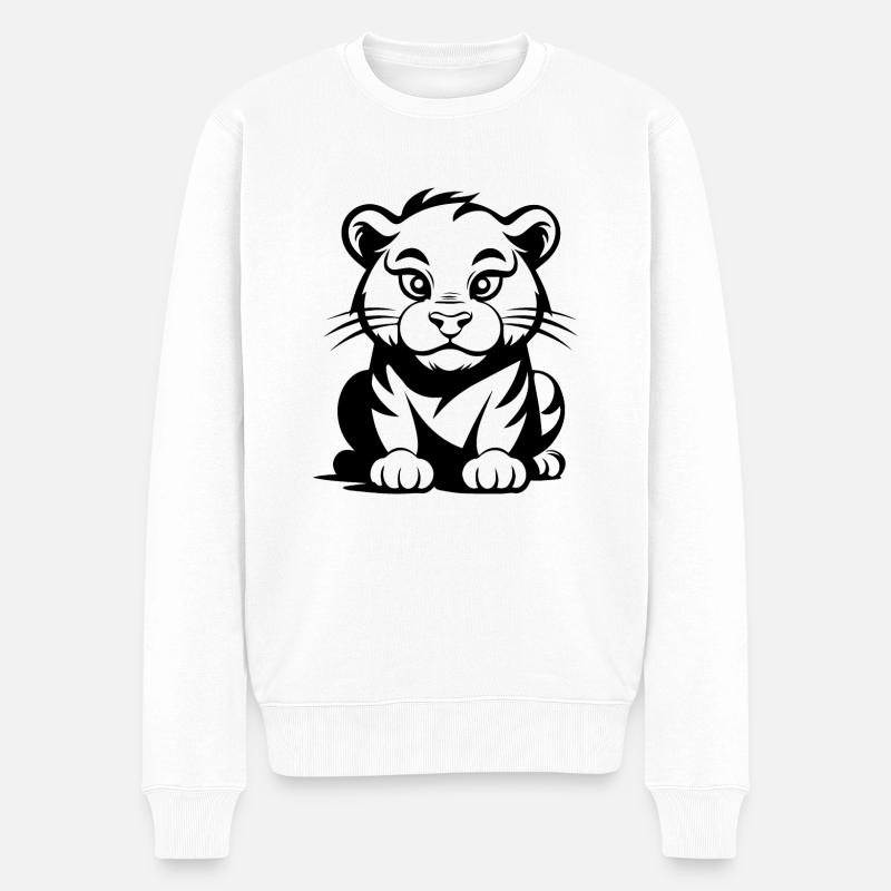 Tiger Raubkatze - Männer Premium Bio Pullover - Weiß