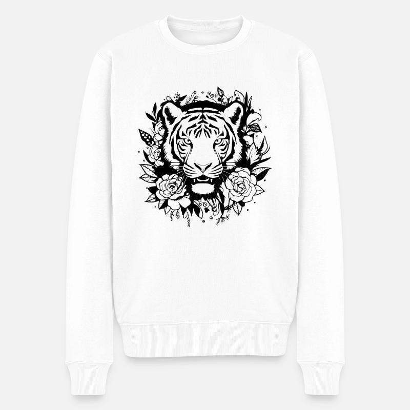 Tiger Raubkatze - Männer Premium Bio Pullover - Weiß