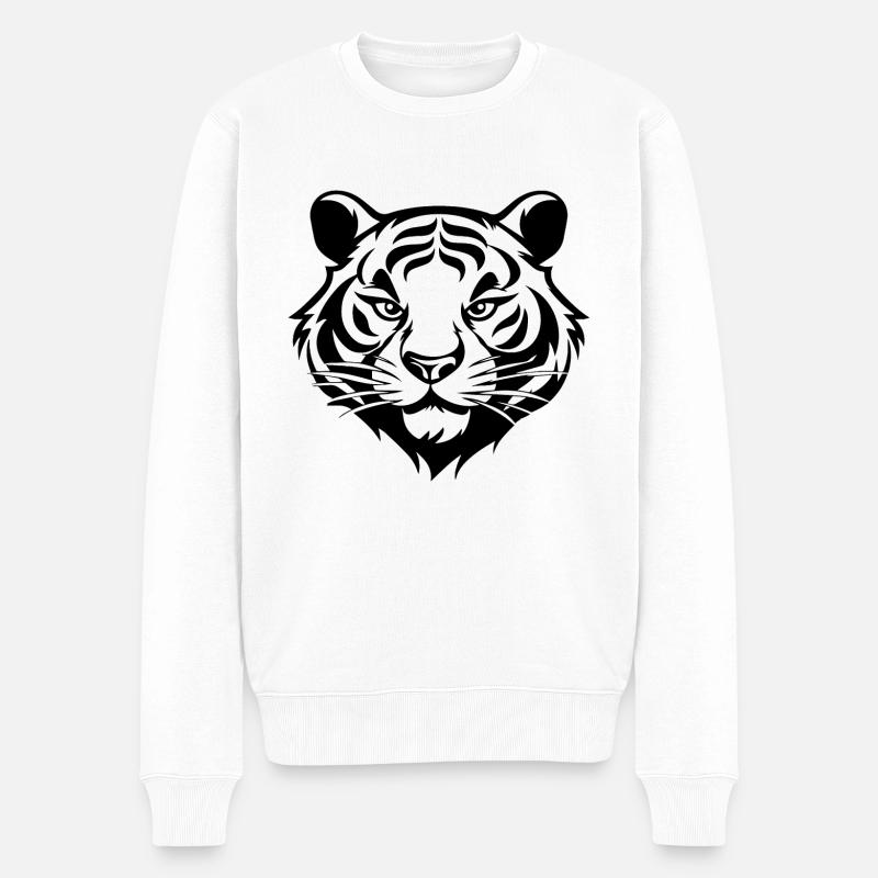 Tiger Raubkatze - Männer Premium Bio Pullover - Weiß