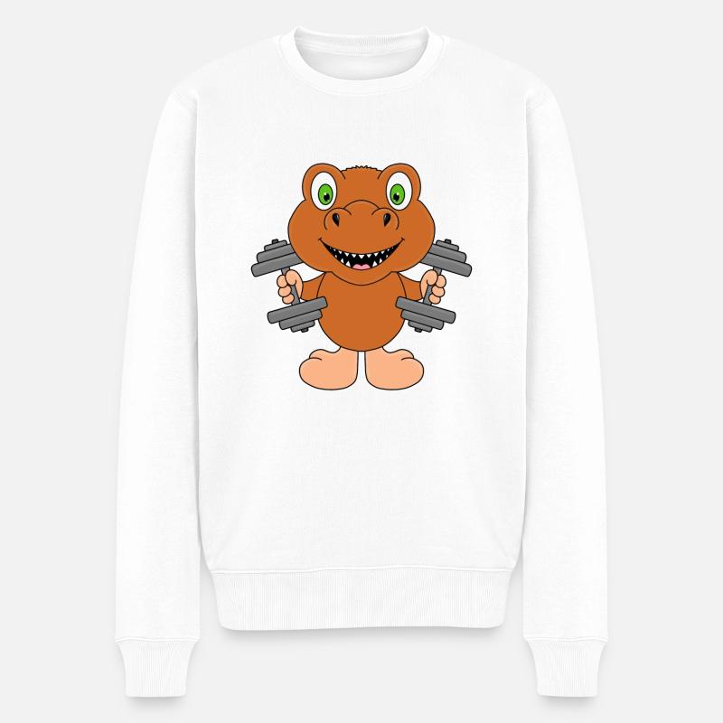 DINOSAURIER - DINO - Männer Premium Bio Pullover - Weiß
