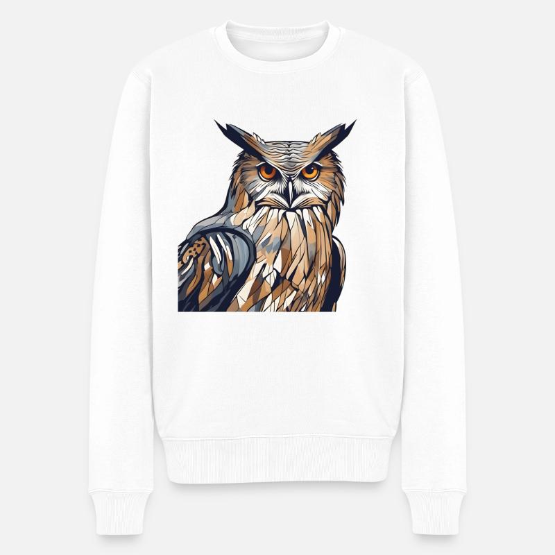 Eagle Owl - Männer Premium Bio Pullover - Weiß