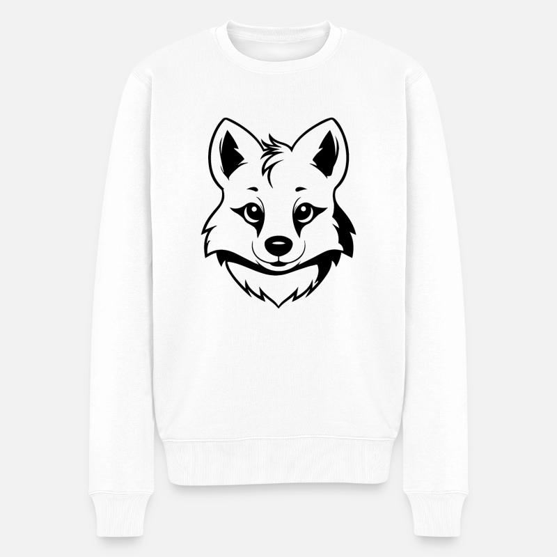 Wolf - Männer Premium Bio Pullover - Weiß