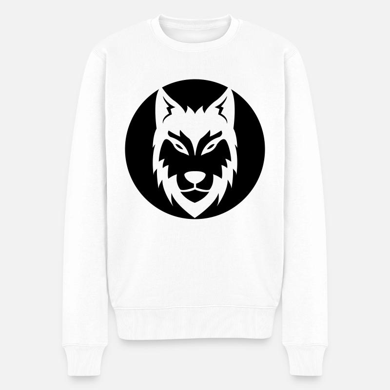 wolf - Männer Premium Bio Pullover - Weiß