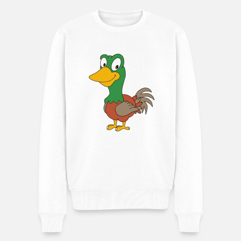 ENTE - ERPEL - VOGEL - Männer Premium Bio Pullover - Weiß