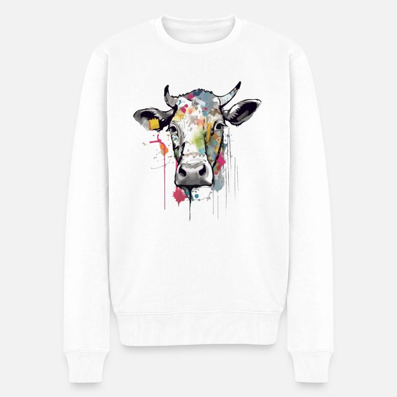 Milla la vache - Männer Premium Bio Pullover - Weiß