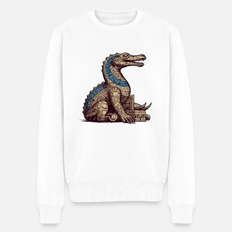 Ägyptisches Krokodil Nr. 2 - Männer Premium Bio Pullover - Weiß