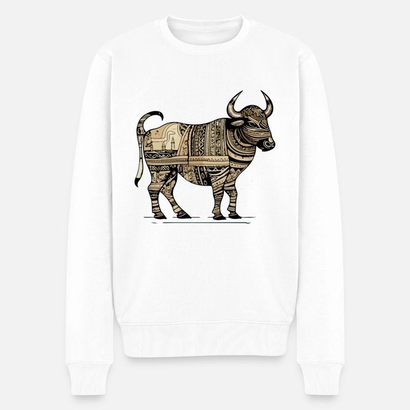 Ägyptischer Stier - Männer Premium Bio Pullover - Weiß