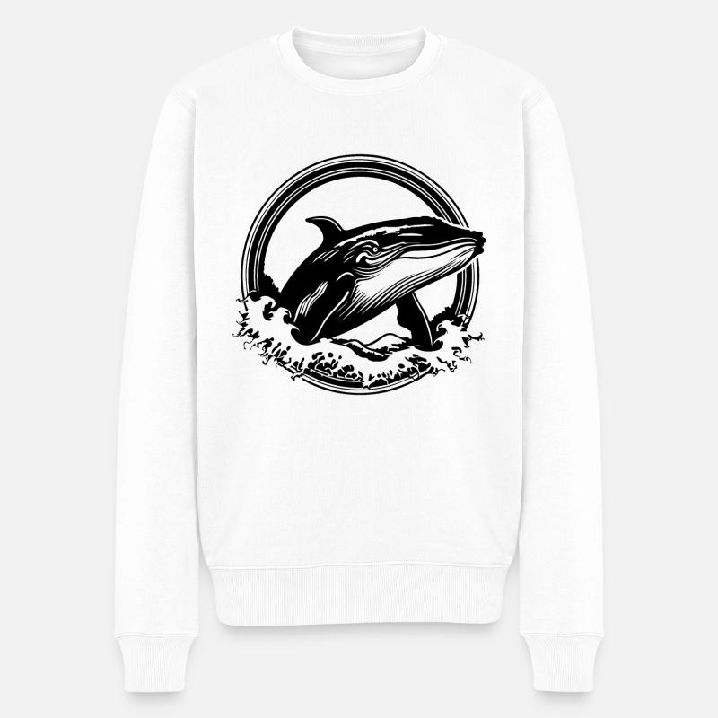 Baleine Poisson de mer - Pull Premium bio Homme - blanc