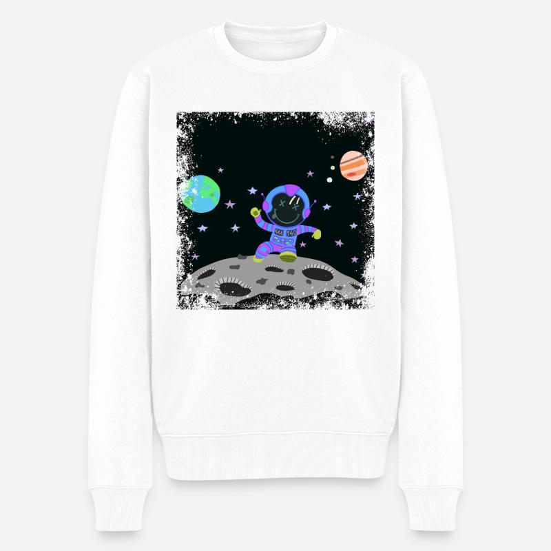 Violett-blauer Grunge-Astronaut - Männer Premium Bio Pullover - Weiß