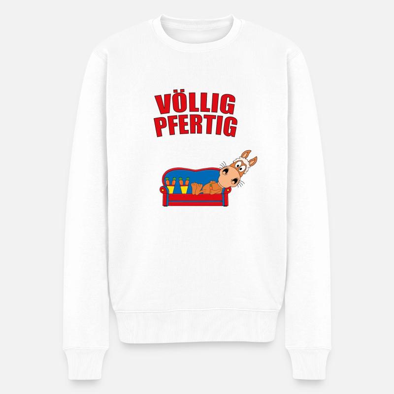 PFERD - PONY - PFERDE - Männer Premium Bio Pullover - Weiß
