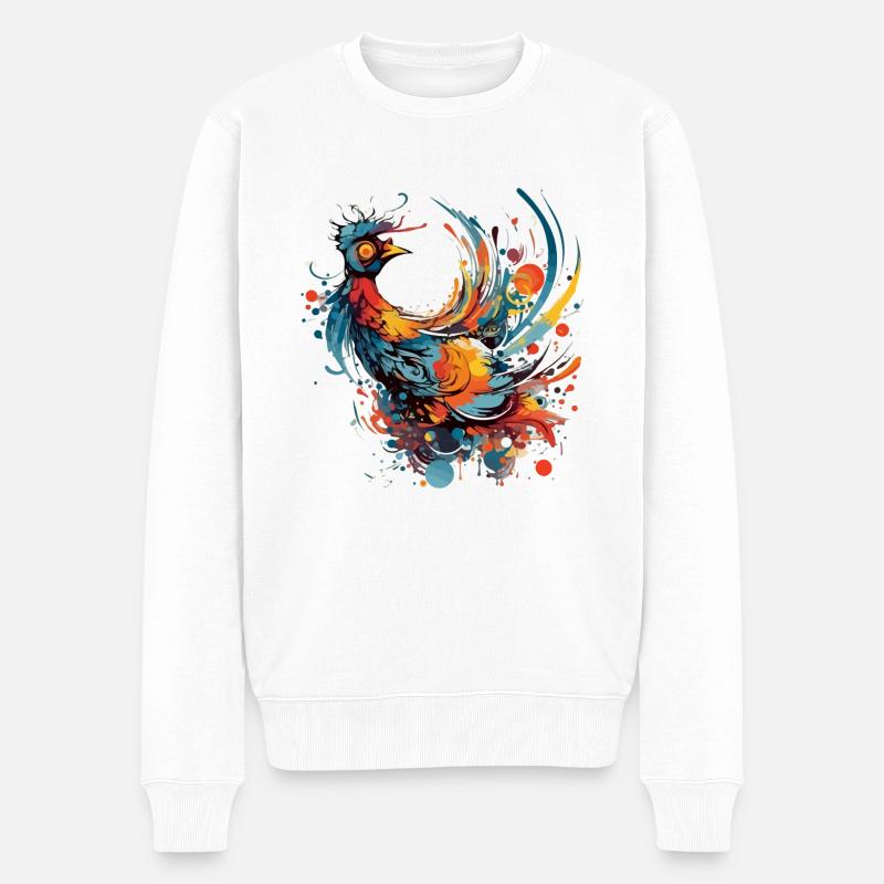 Der Phönix-Hahn - Männer Premium Bio Pullover - Weiß