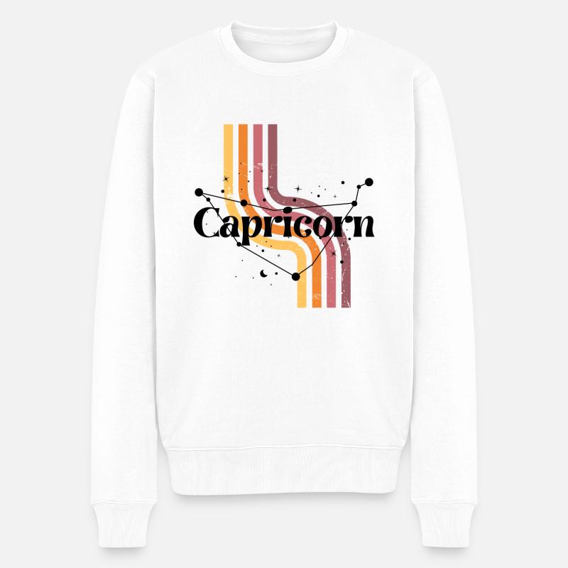 Steinbock Retro Horoskop - Männer Premium Bio Pullover - Weiß