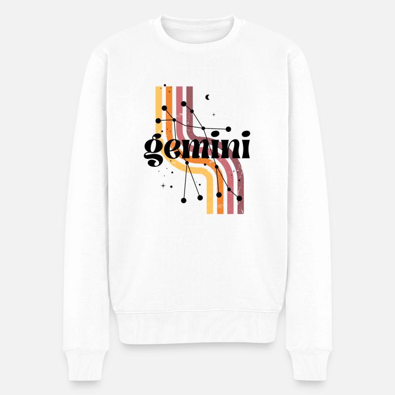 Zwillinge Retro-Horoskop - Männer Premium Bio Pullover - Weiß