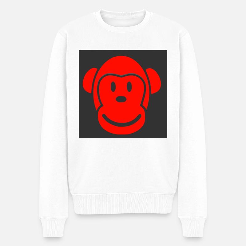 Glücklicher Affe Happy Monkey - Männer Premium Bio Pullover - Weiß