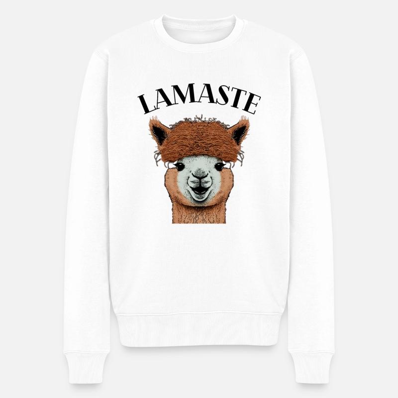 Lamaste Lama - Männer Premium Bio Pullover - Weiß