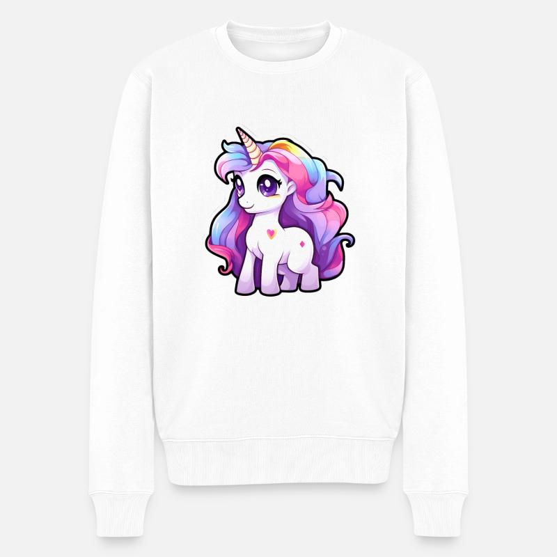 Einhorn - Männer Premium Bio Pullover - Weiß