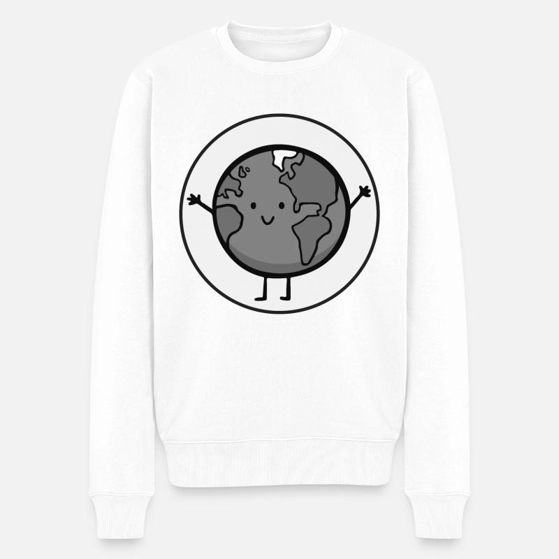 Happy Earth - Männer Premium Bio Pullover - Weiß
