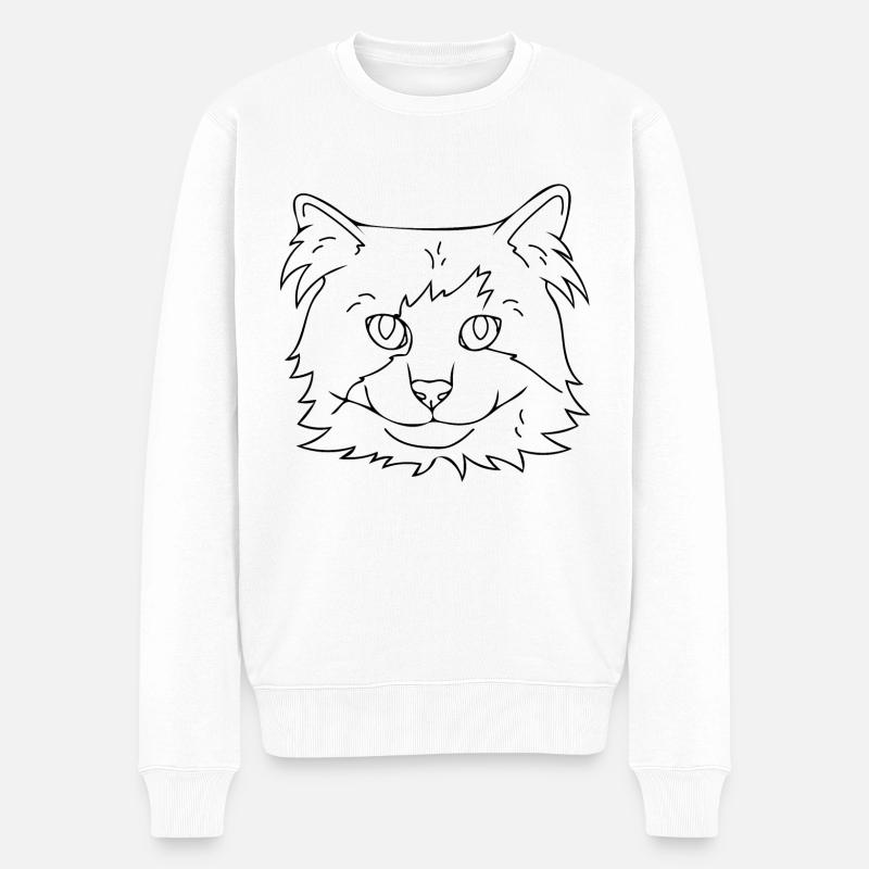Katze - Männer Premium Bio Pullover - Weiß