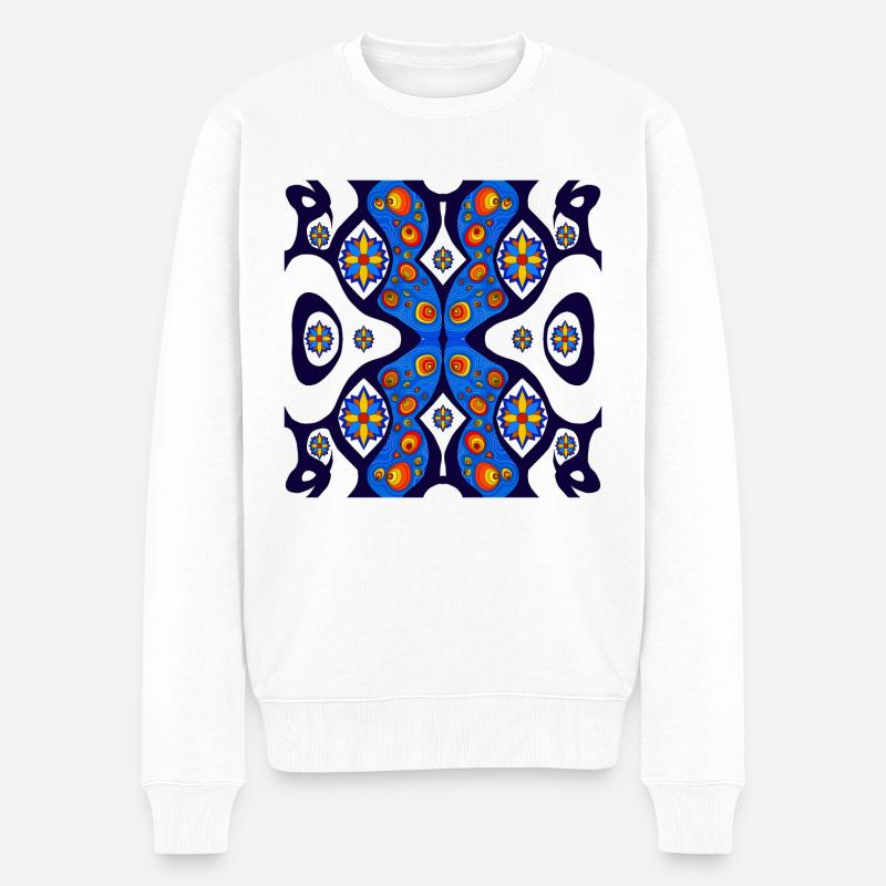 motif papillon - Pull Premium bio Homme - blanc