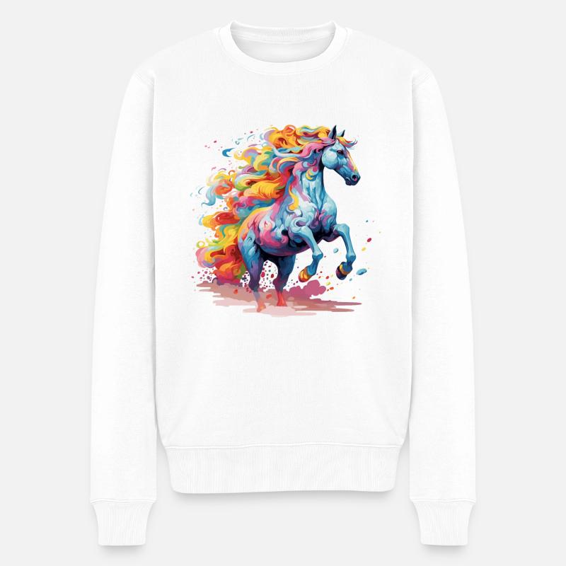 eindrucksvolles Pferd - Männer Premium Bio Pullover - Weiß