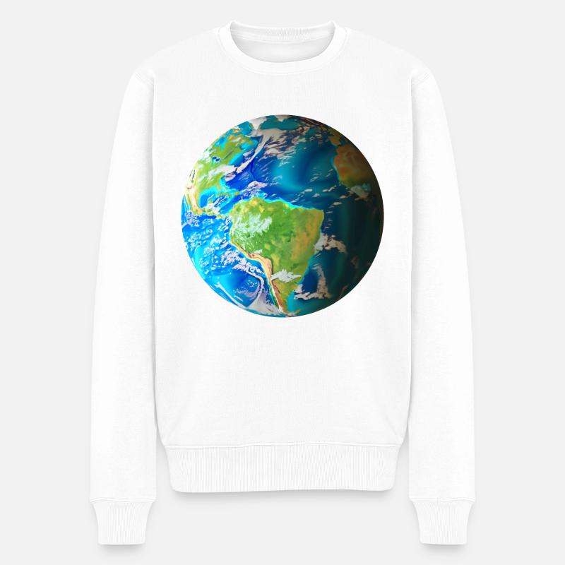 Welt in deinen Händen - Entdecke den Globus - Männer Premium Bio Pullover - Weiß