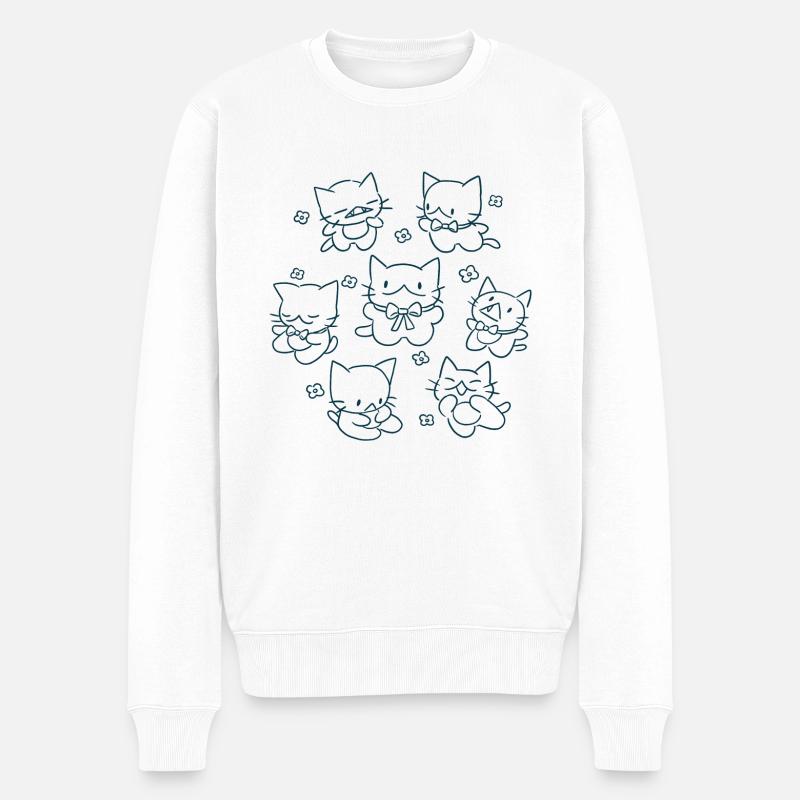 Ein Haufen Katzen - Männer Premium Bio Pullover - Weiß