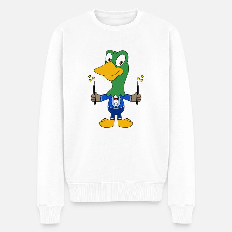 ENTE - ERPEL - ZAUBERER - Männer Premium Bio Pullover - Weiß