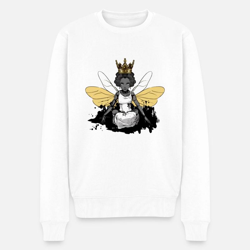 Bienenkönigin - Männer Premium Bio Pullover - Weiß