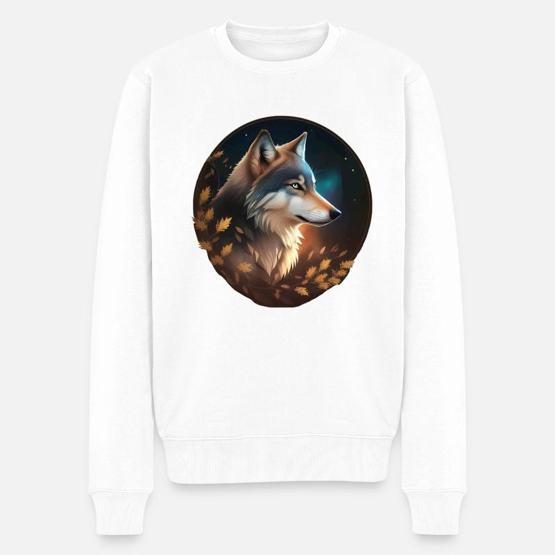 Wolf - Männer Premium Bio Pullover - Weiß