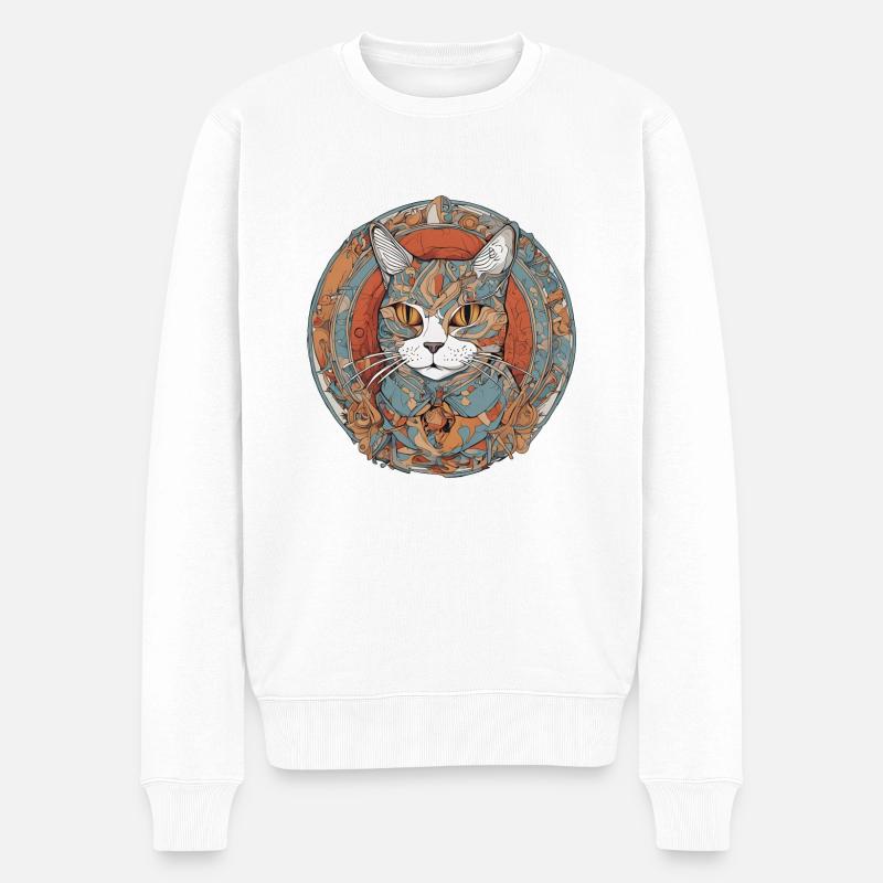 Katze - Männer Premium Bio Pullover - Weiß