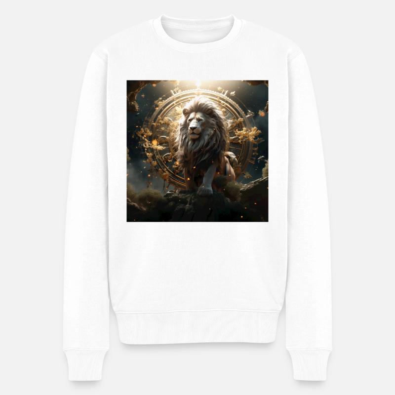 Gott Löwe - Männer Premium Bio Pullover - Weiß