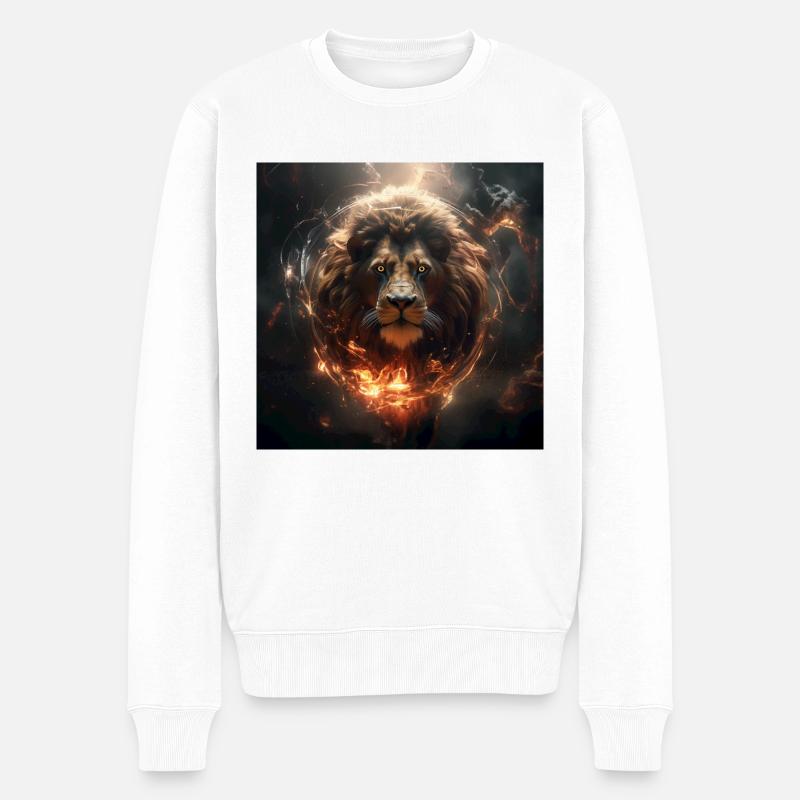 Hypnotik Löwe - Männer Premium Bio Pullover - Weiß